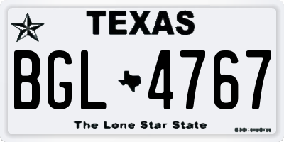 TX license plate BGL4767