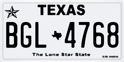 TX license plate BGL4768