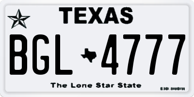 TX license plate BGL4777
