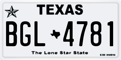 TX license plate BGL4781