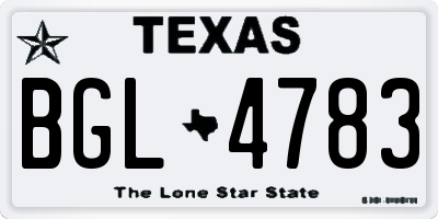 TX license plate BGL4783
