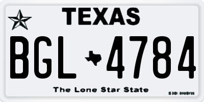 TX license plate BGL4784