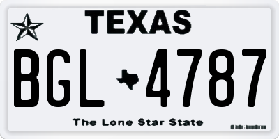 TX license plate BGL4787