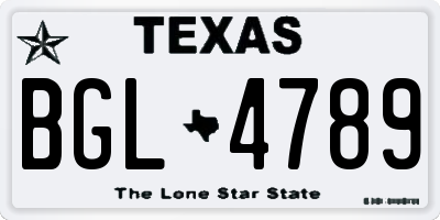 TX license plate BGL4789