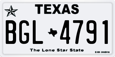 TX license plate BGL4791