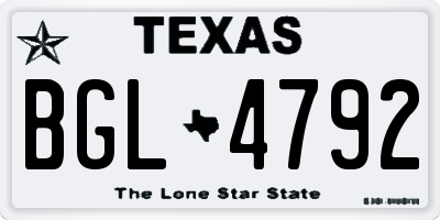 TX license plate BGL4792