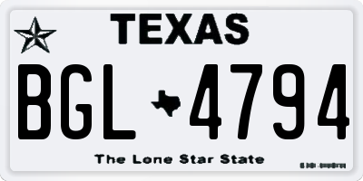 TX license plate BGL4794