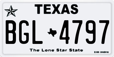 TX license plate BGL4797