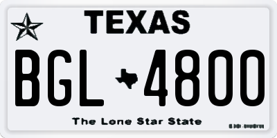 TX license plate BGL4800