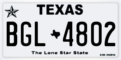 TX license plate BGL4802