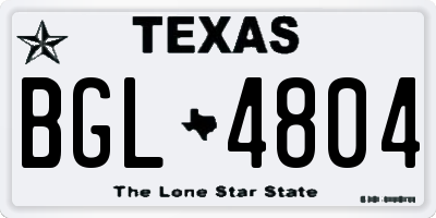 TX license plate BGL4804
