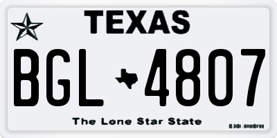 TX license plate BGL4807