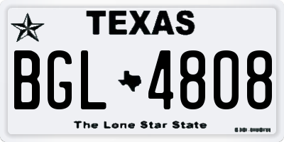 TX license plate BGL4808