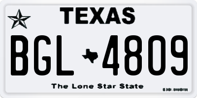 TX license plate BGL4809