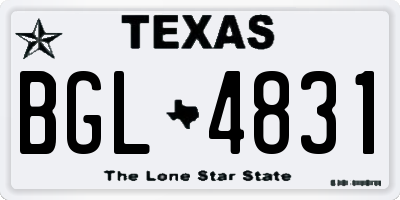TX license plate BGL4831