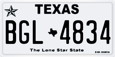 TX license plate BGL4834