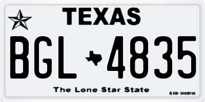 TX license plate BGL4835