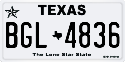 TX license plate BGL4836