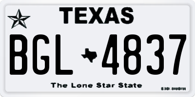 TX license plate BGL4837