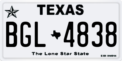 TX license plate BGL4838