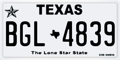 TX license plate BGL4839