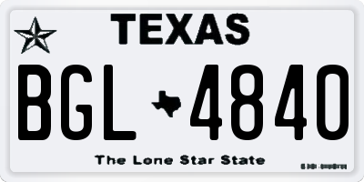 TX license plate BGL4840