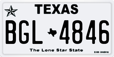 TX license plate BGL4846