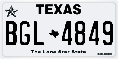 TX license plate BGL4849