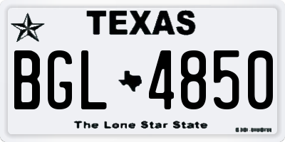 TX license plate BGL4850