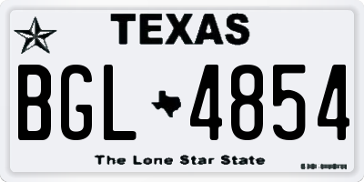 TX license plate BGL4854