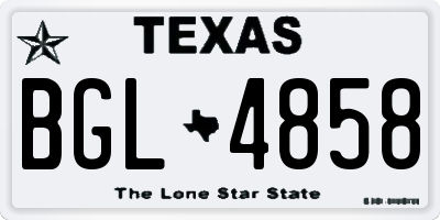 TX license plate BGL4858