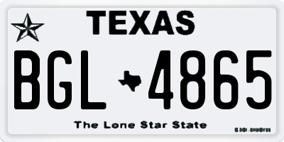 TX license plate BGL4865
