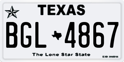 TX license plate BGL4867