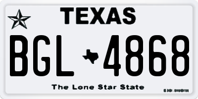 TX license plate BGL4868