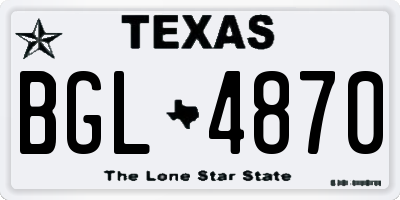 TX license plate BGL4870