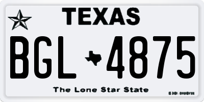 TX license plate BGL4875