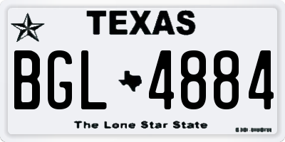 TX license plate BGL4884