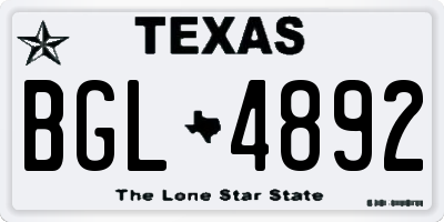 TX license plate BGL4892