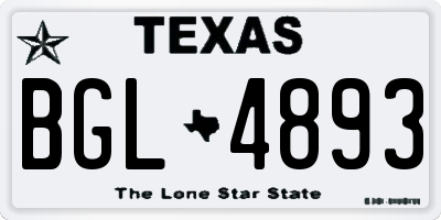 TX license plate BGL4893