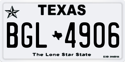 TX license plate BGL4906
