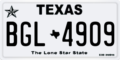 TX license plate BGL4909