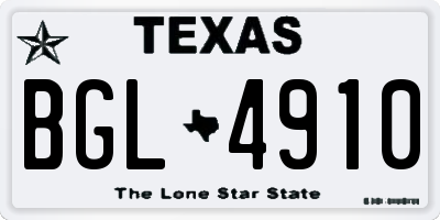 TX license plate BGL4910