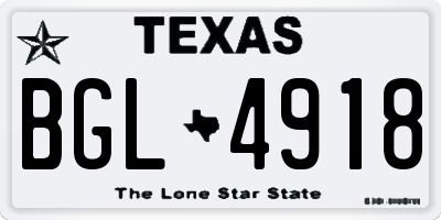 TX license plate BGL4918