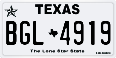 TX license plate BGL4919