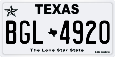 TX license plate BGL4920