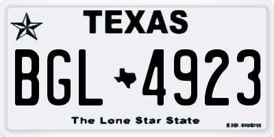 TX license plate BGL4923