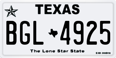 TX license plate BGL4925