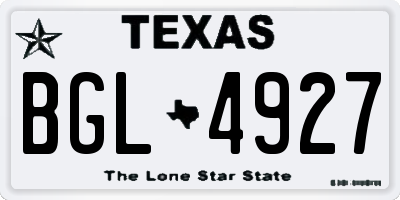 TX license plate BGL4927