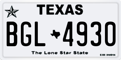 TX license plate BGL4930