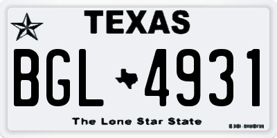 TX license plate BGL4931